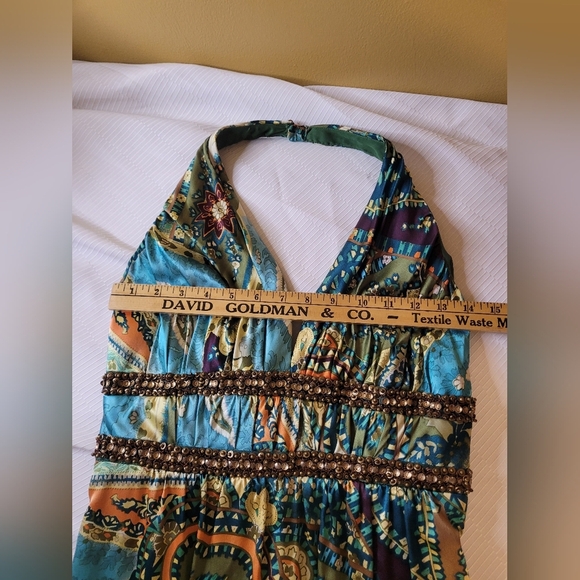 Kay Unger 100% Silk Satin Floral Halter Formal Dress sz 4 - Picture 8 of 10